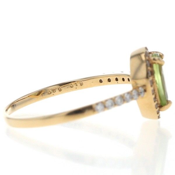 K18YG リング ペリドット 0.69ct ダイヤモンド 0.19ct ペアシェイプ 雫
