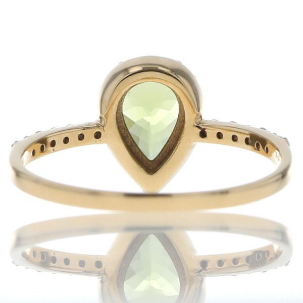K18YG リング ペリドット 0.69ct ダイヤモンド 0.19ct ペアシェイプ 雫