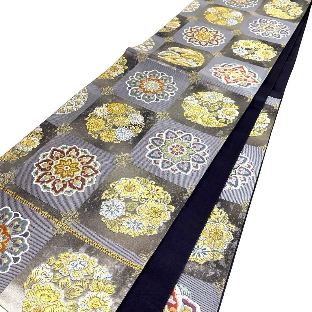 着物と帯 時流 F 251007 t◆正絹 袋帯◆ブルーグレー 六通 華紋