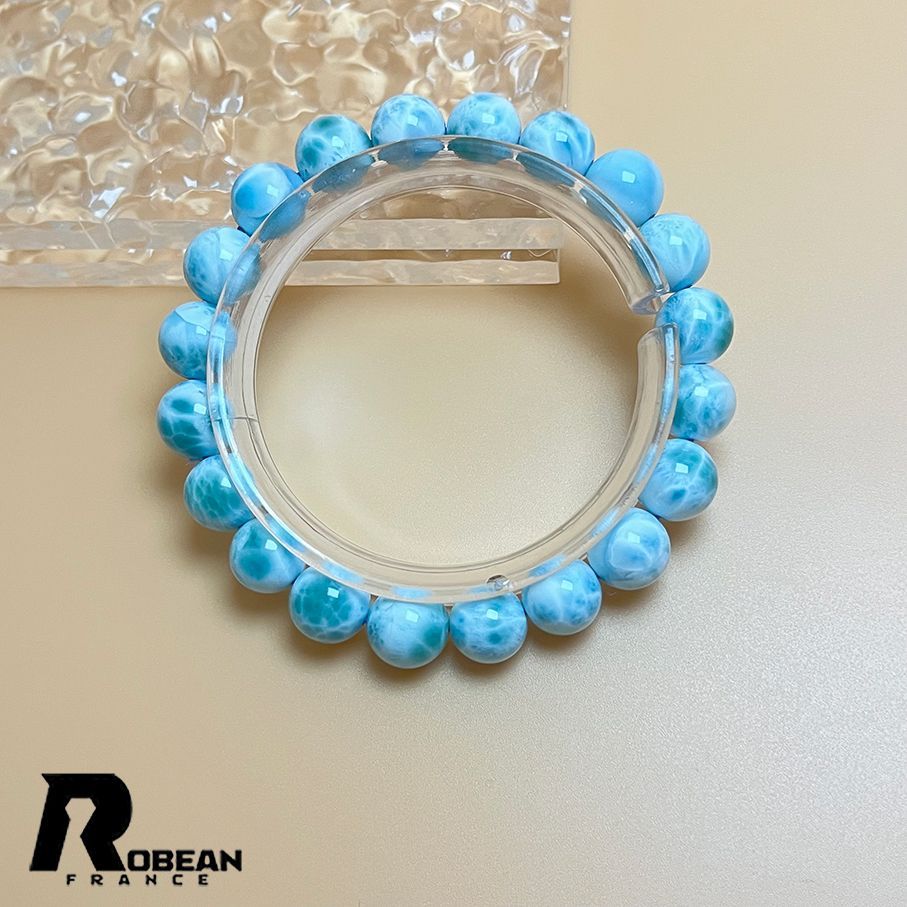 絶賛 EU製 定価28万円 ROBEAN ドミニカ共和国産のラリマー ペクトライト パワーストーン ブレスレット 天然石 開運 金運 プレゼント 約10-10.6 mm