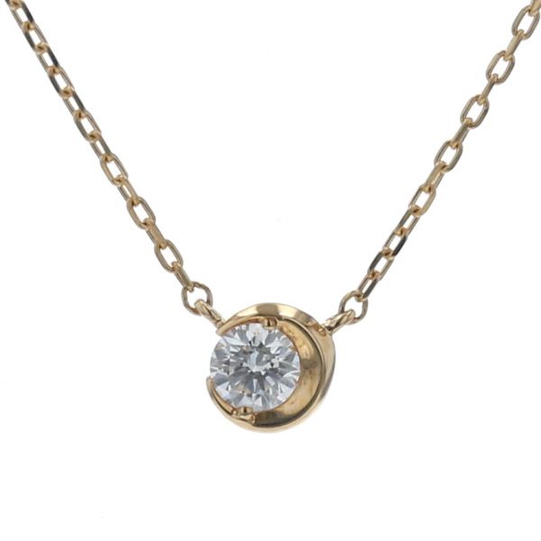 Star Jewelry K 18 YG ムーンセッティングネックレス ダイヤモンド 0.06 ct 一粒石 スター 月 40 cm 仕上済 zz