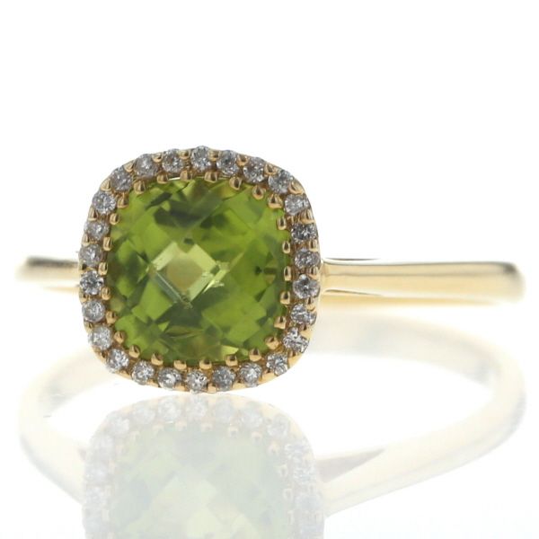 GSTV K18YG イエローゴールド リング ダイヤモンド 0.10ct ペリドット