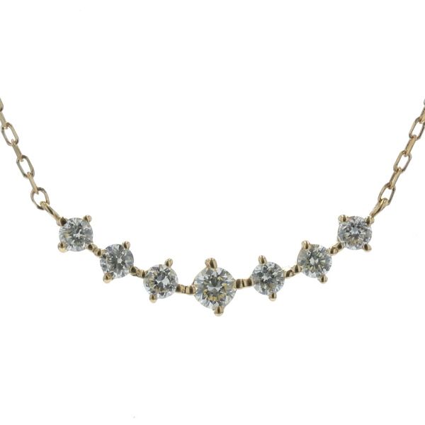 K 18 YG イエローゴールド ネックレス ダイヤモンド 0 25 ct カーブ スマイル 両引き デザイン 47 cm 仕上済 zz