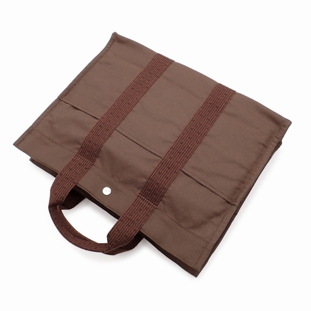 エルメス エールライン トートMM トートバッグ ビジネスバッグ ナイロンキャンバス ショコラ ブラウン シルバー金具 100951 M ♥品