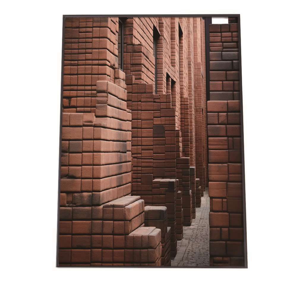 【B2サイズ（約51x73cm）】【lh-poster-2322】【フレーム付き】レンガ 石 ストーン ポスター 模様 ブロック インテリア