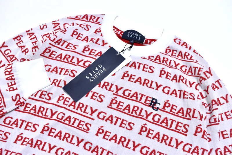 定価３万5200円 パーリーゲイツ ロゴ ニットセーター 0 055 2170306 PEARLY GATES モノグラム柄 リカバリー用品 最新ゴルフ用品