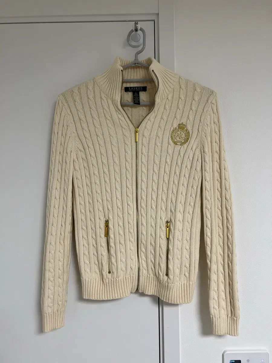 ポロ ゴールド ケーブル ジップアップ カーディガン レディース S 55
