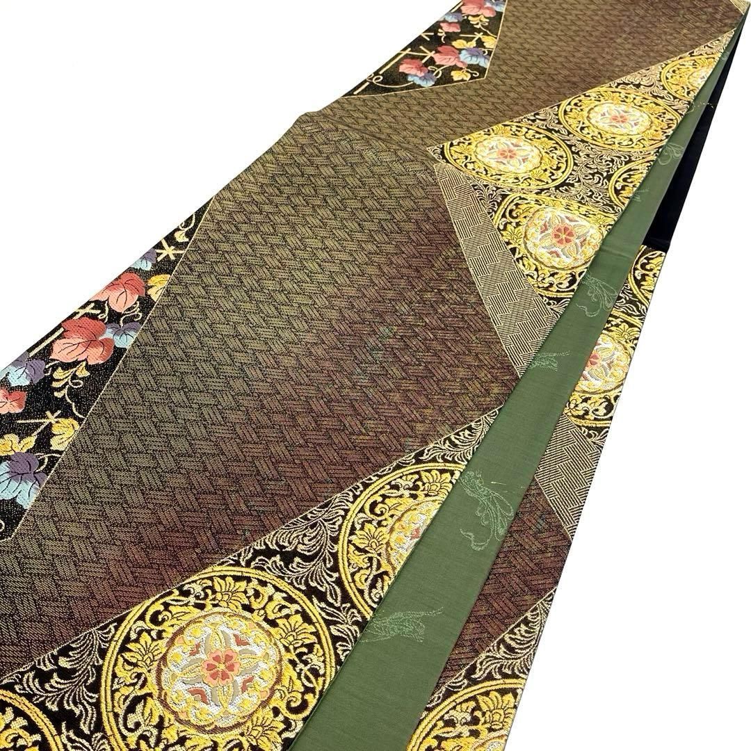 着物と帯 時流 F 251006 t 正絹 袋帯 千地泰弘 華 葉 ゴールド