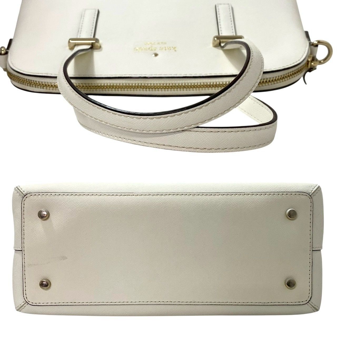 kate spade ホワイト レザー ショルダーバッグ 美品 kate spade ケイト 