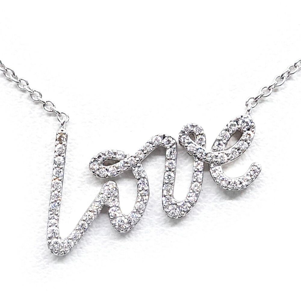 栄 ティファニー K 18 WG グラフィティ LOVE ダイヤモンド ネックレス 750 ジュエリー レディース