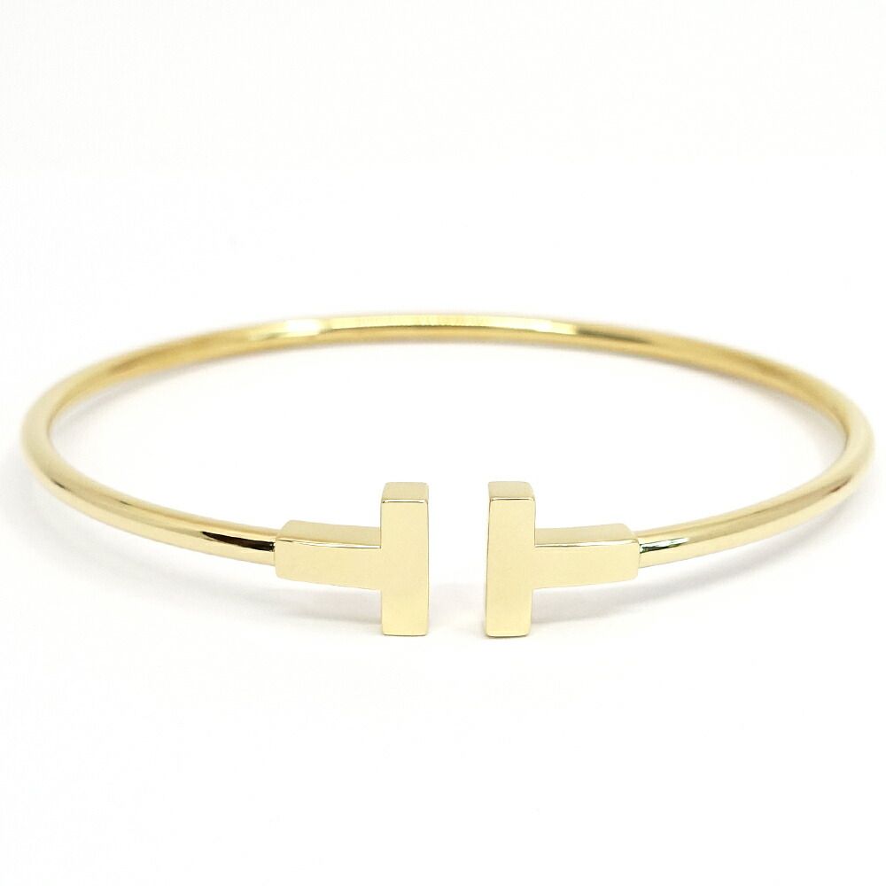 栄】ティファニー K18YG Tワイヤー ブレスレット バングル 750YG