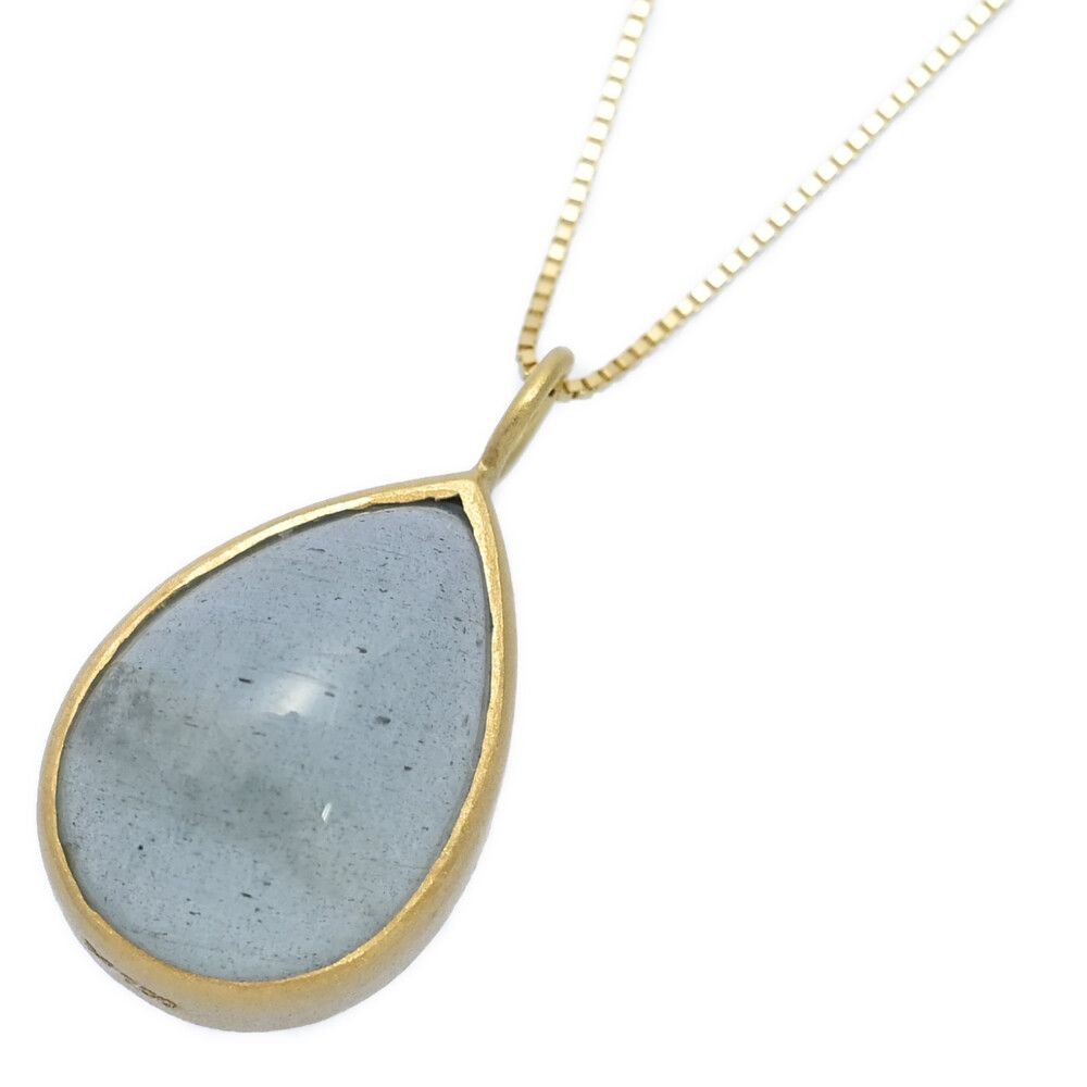 アクアマリンキャッツアイネックレス･ペンダント|K 18 YG|750-3.4 g|イエローゴールド 翌日配送可 ♀ N レディース 595338