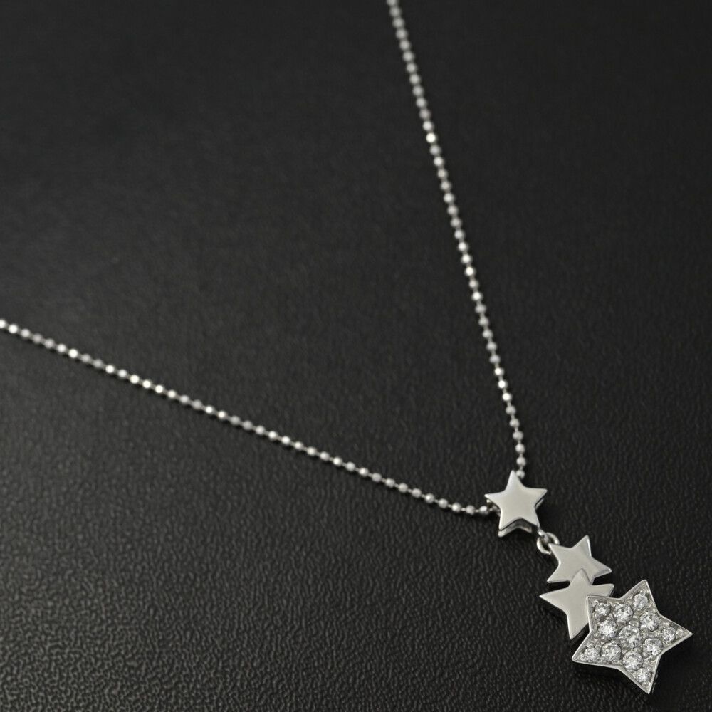 ダイヤモンドネックレス･ペンダント K 14 WG 585-3.0 g ホワイトゴールド 翌日配送可 ♀ S レディース 599083