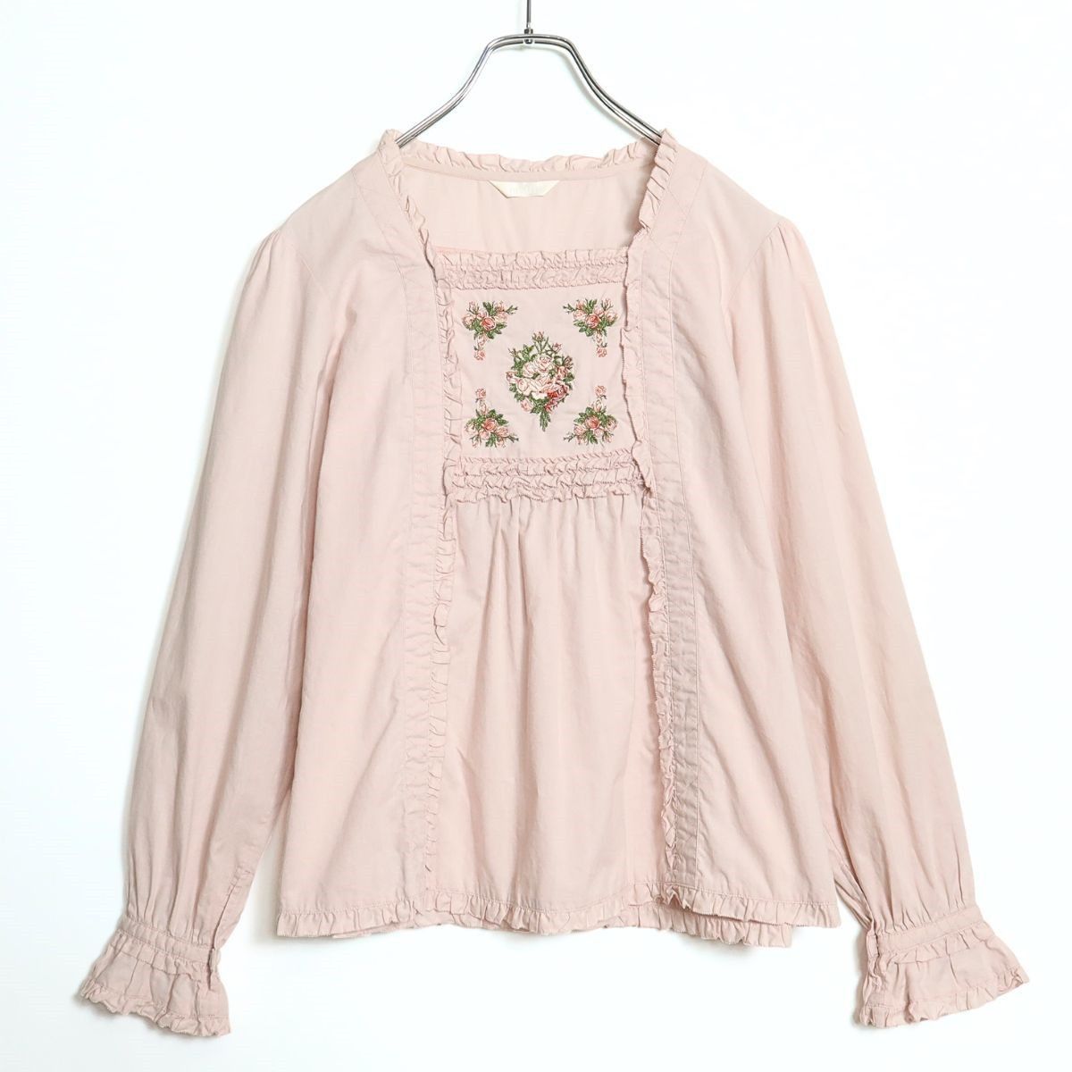 【新品】ピンクハウス 長袖ブラウス ピンクハウス☆お花の刺繍付き♪長袖ブラウス ピンク系 フリルも