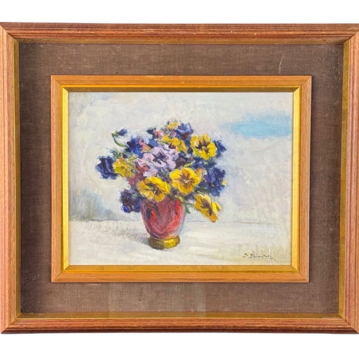 霜鳥之彦 「パンジー」 油彩 6号 東京都出身 京都学芸大学教授 師 浅井