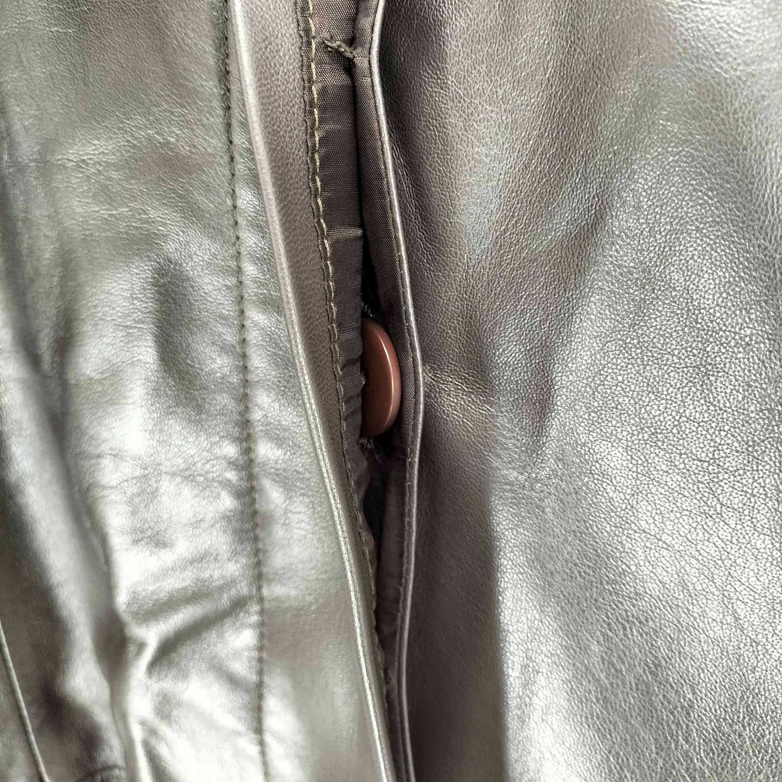 ユーズドフルギ USED古着 ラムレザー比翼ロングステンカラーコート