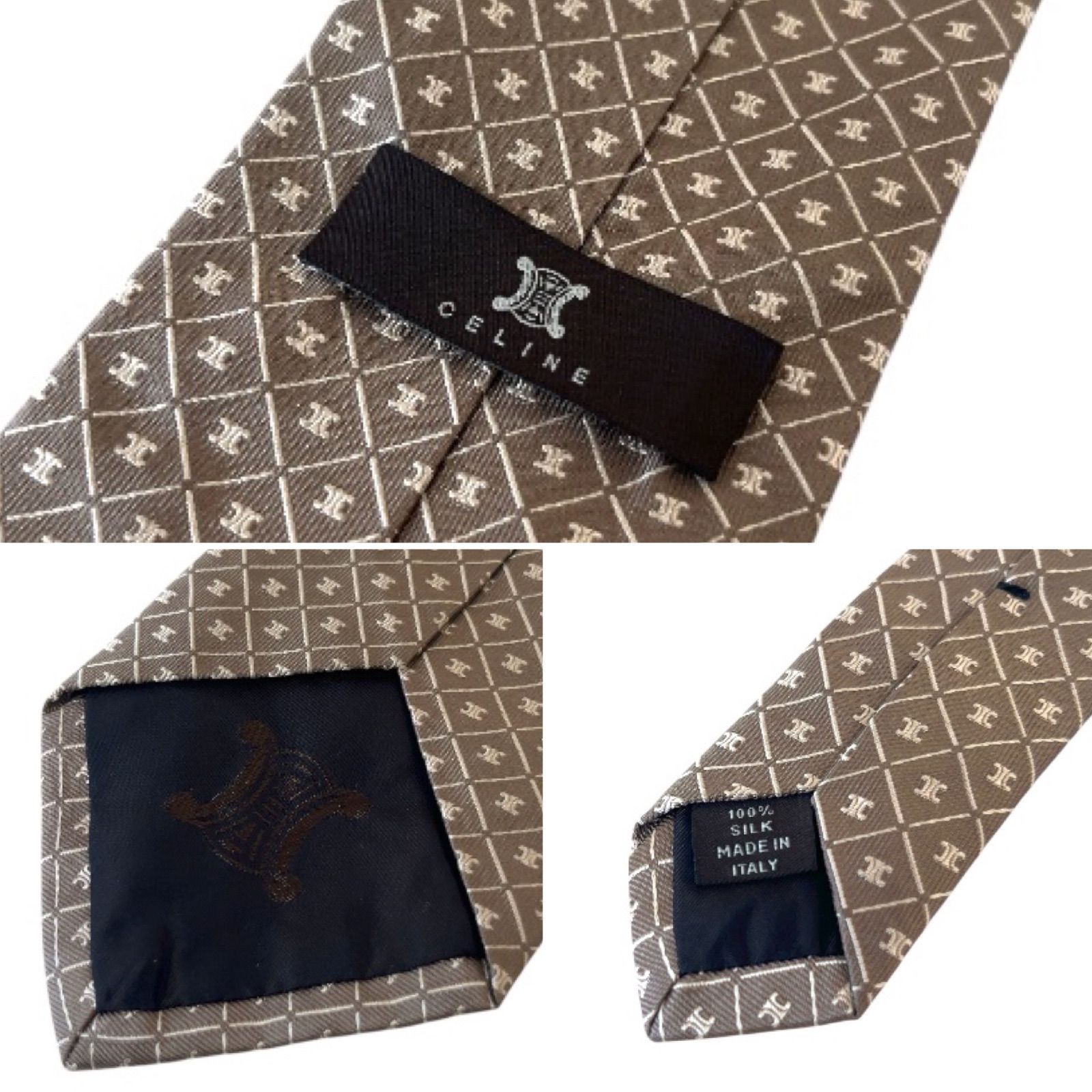 イタリア製 CELINE セリーヌ トリオンフ 総柄 ネクタイ ジャガードタイ