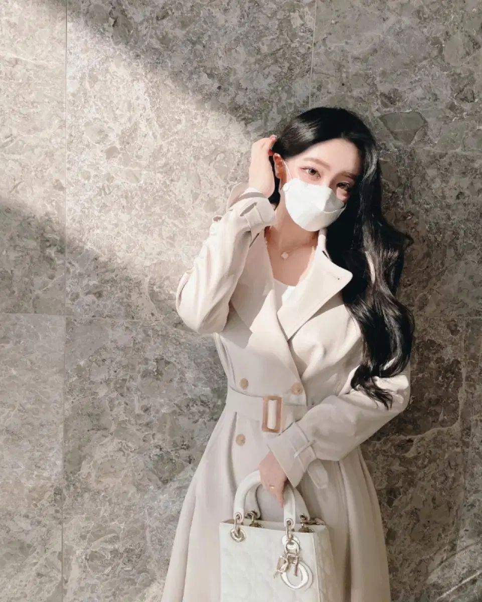 ロゼリン フローラル Aライン トレンチコート コットン ベージュ