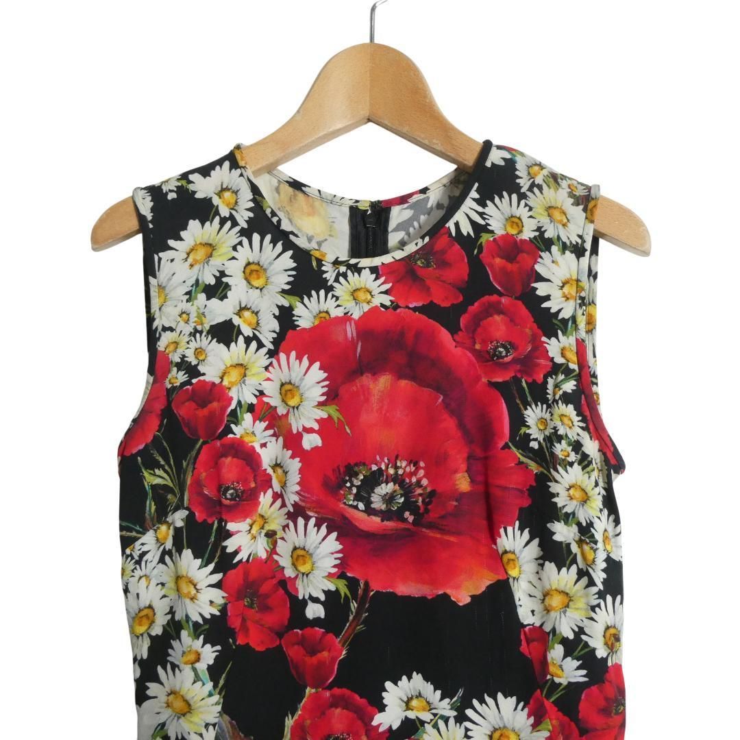 DOLCE＆GABBANA ドルチェ＆ガッバーナ サイズ36 ノースリーブ ブラウス タンクトップ トップス シルク ストレッチあり 花柄 総柄 クルーネック マルチ レディース