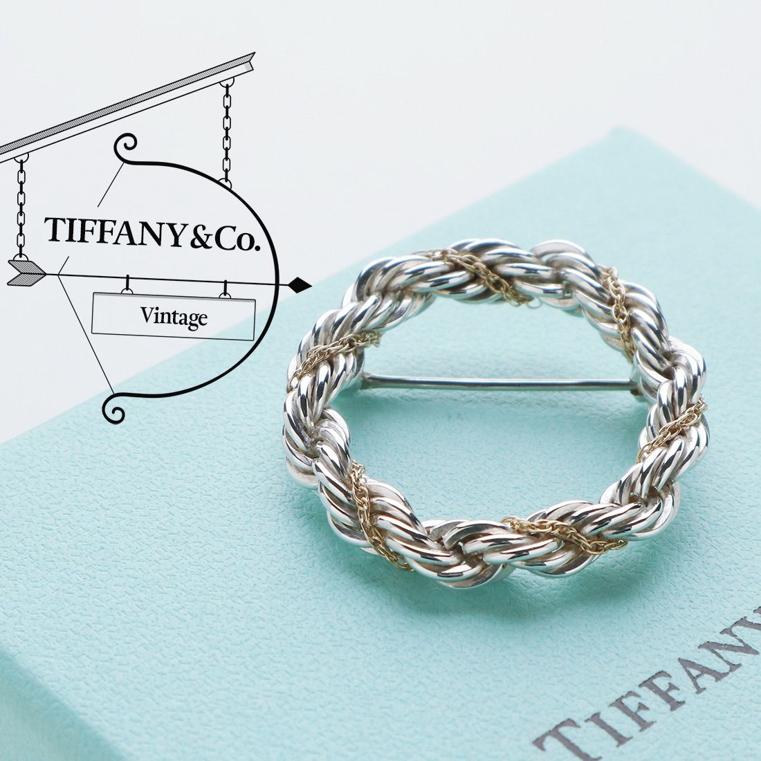 ティファニー ヴィンテージ ツイスト サークル 925 750 ブローチ - c.1990 s