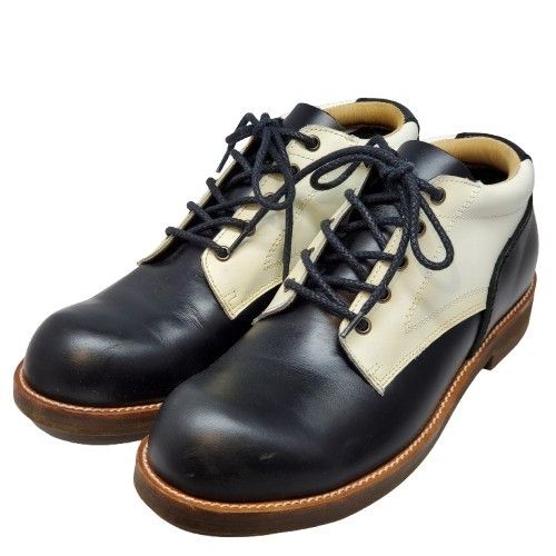 SLOW スローウェアライオン オイルドレザーオックスフォードブーツ 靴 26 5 cm ホワイト ブラック レザー 皮革