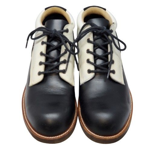 SLOW スローウェアライオン オイルドレザーオックスフォードブーツ 靴 26-26.5 cm ホワイト ブラック レザー 皮革