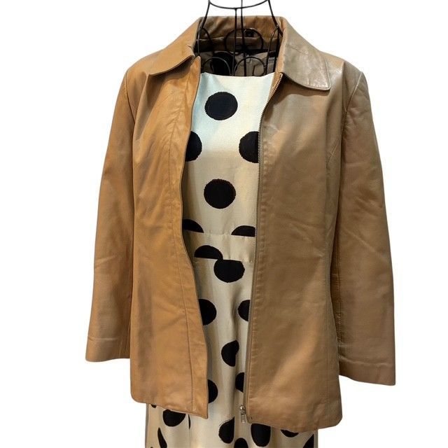 ラビサン Ravissant 本革ハーフコート ジャケット ベージュ レディース 