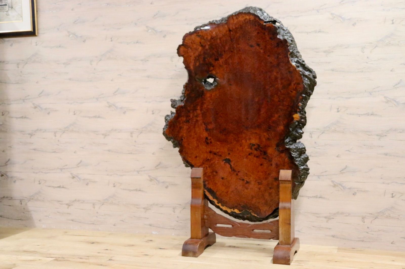 GMIK 686 花梨材 一枚板 衝立 置物 玉杢 間仕切り パーテーション 天然木 和家具 和モダン 古民家 オブジェ 最