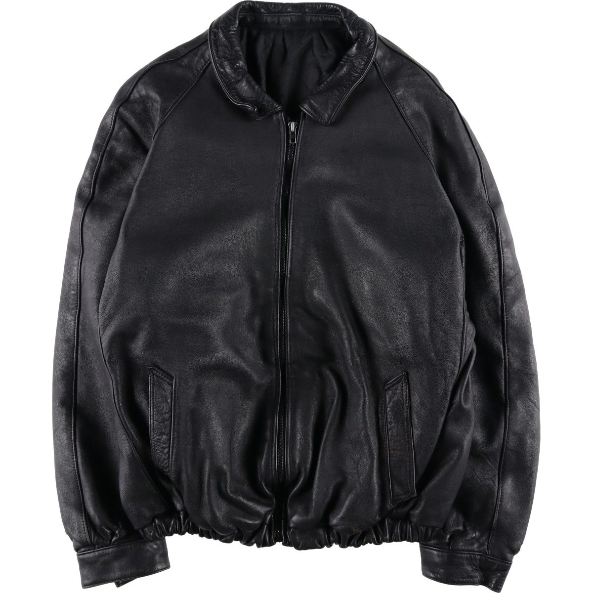 古着 スイングトップタイプ レザーブルゾン フランス製 メンズXL相当 ヴィンテージ|eaa 602845