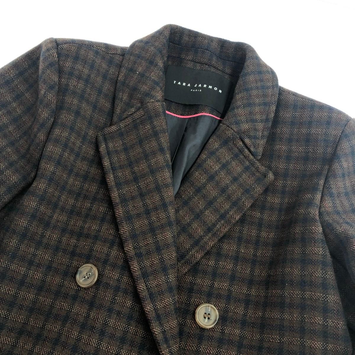 TARA JARMON タラジャーモン ダブルブレストコート サイズ:36 チェック