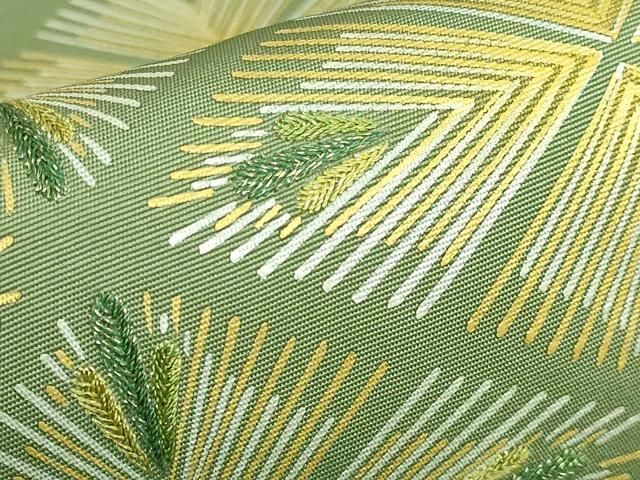 平和屋本店●希少　人間国宝　福田喜重　刺繍　塩瀬　九寸名古屋帯　菱松文　金糸　逸品　DZAB0726kh5 平和屋本店○希少 人間国宝 福田喜重 刺繍 塩瀬 九寸名古屋帯 菱松文