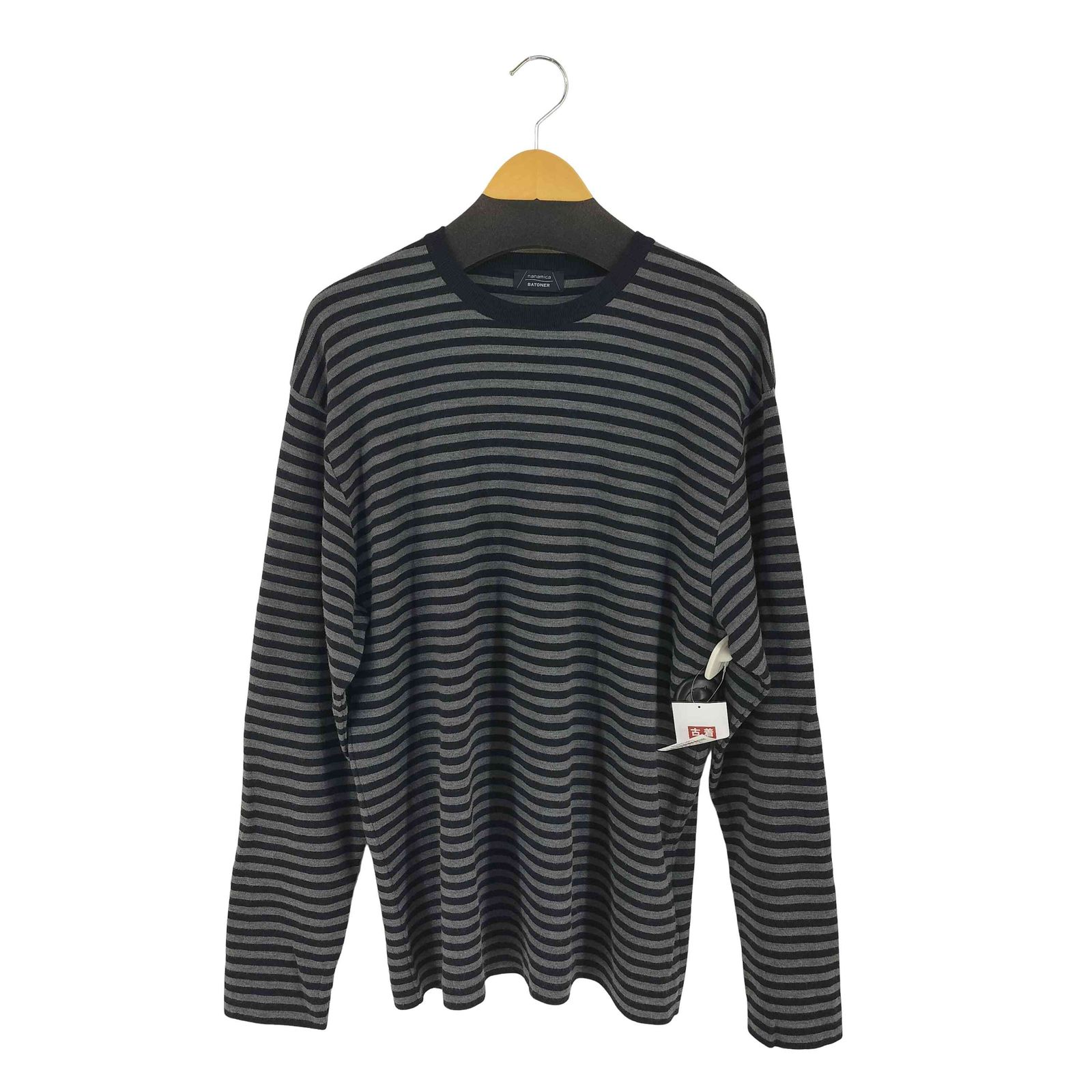 バトナー BATONER スムースウール ボーダー クルーネックセーター メンズ JPN：L 