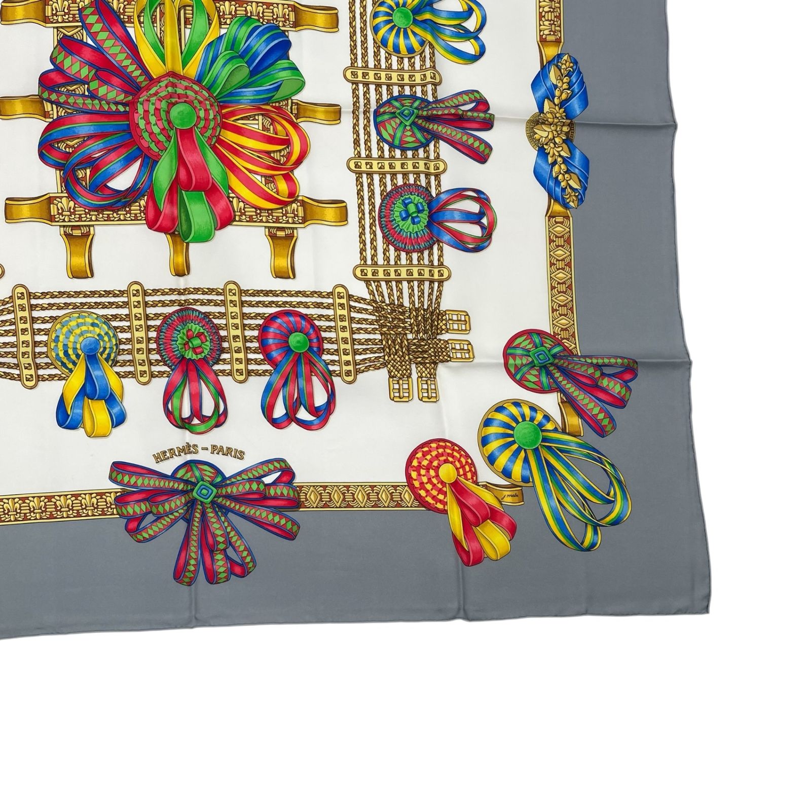 新品同様 HERMES エルメス スカーフ シルク カレ90 LES RUBANS DU