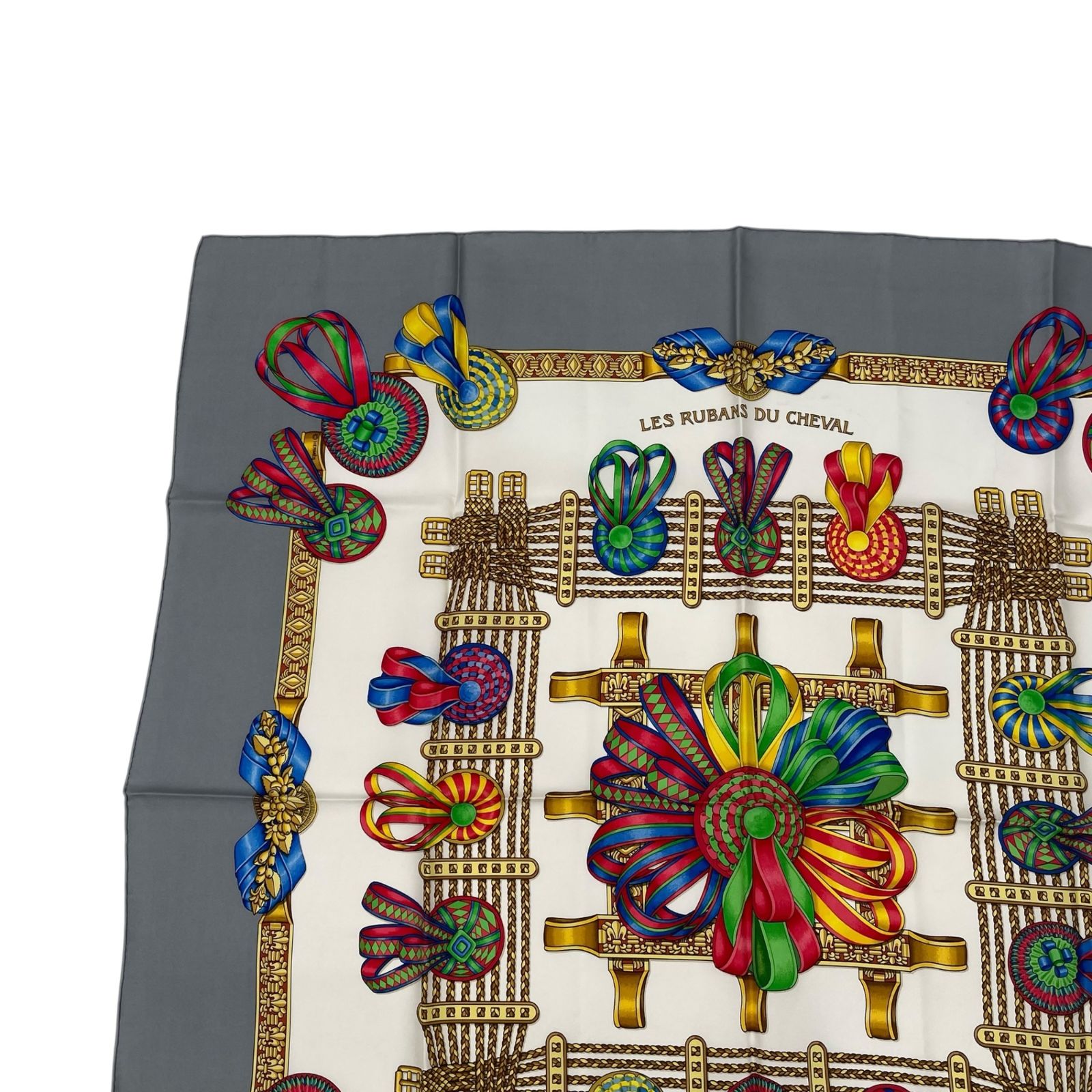 新品同様 HERMES エルメス スカーフ シルク カレ90 LES RUBANS DU