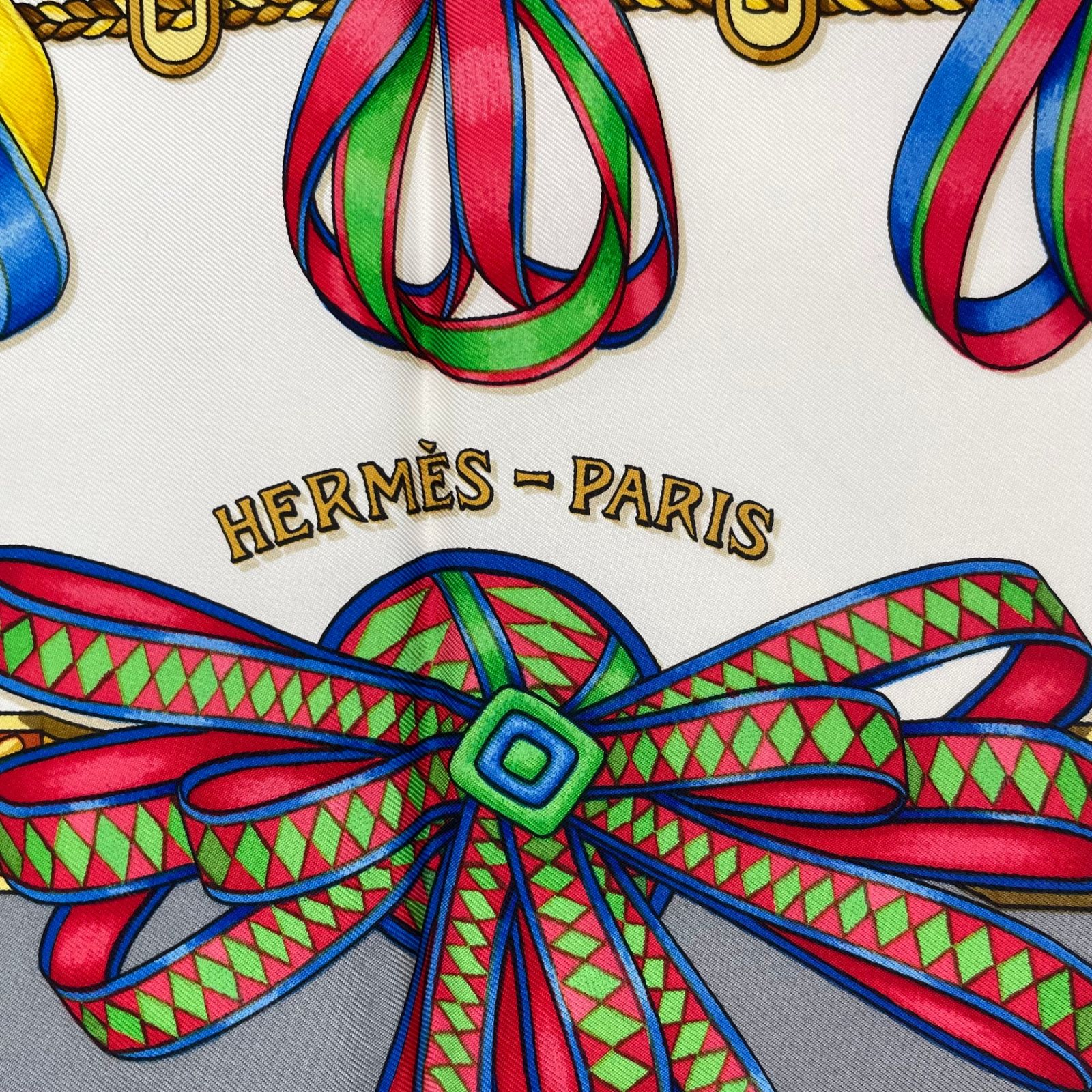 新品同様 HERMES エルメス スカーフ シルク カレ90 LES RUBANS DU