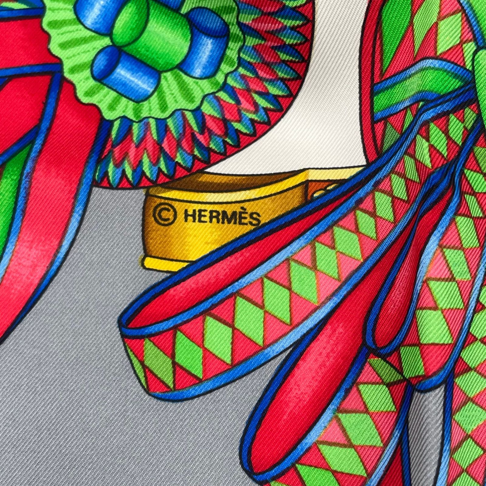 新品同様 HERMES エルメス スカーフ シルク カレ90 LES RUBANS DU