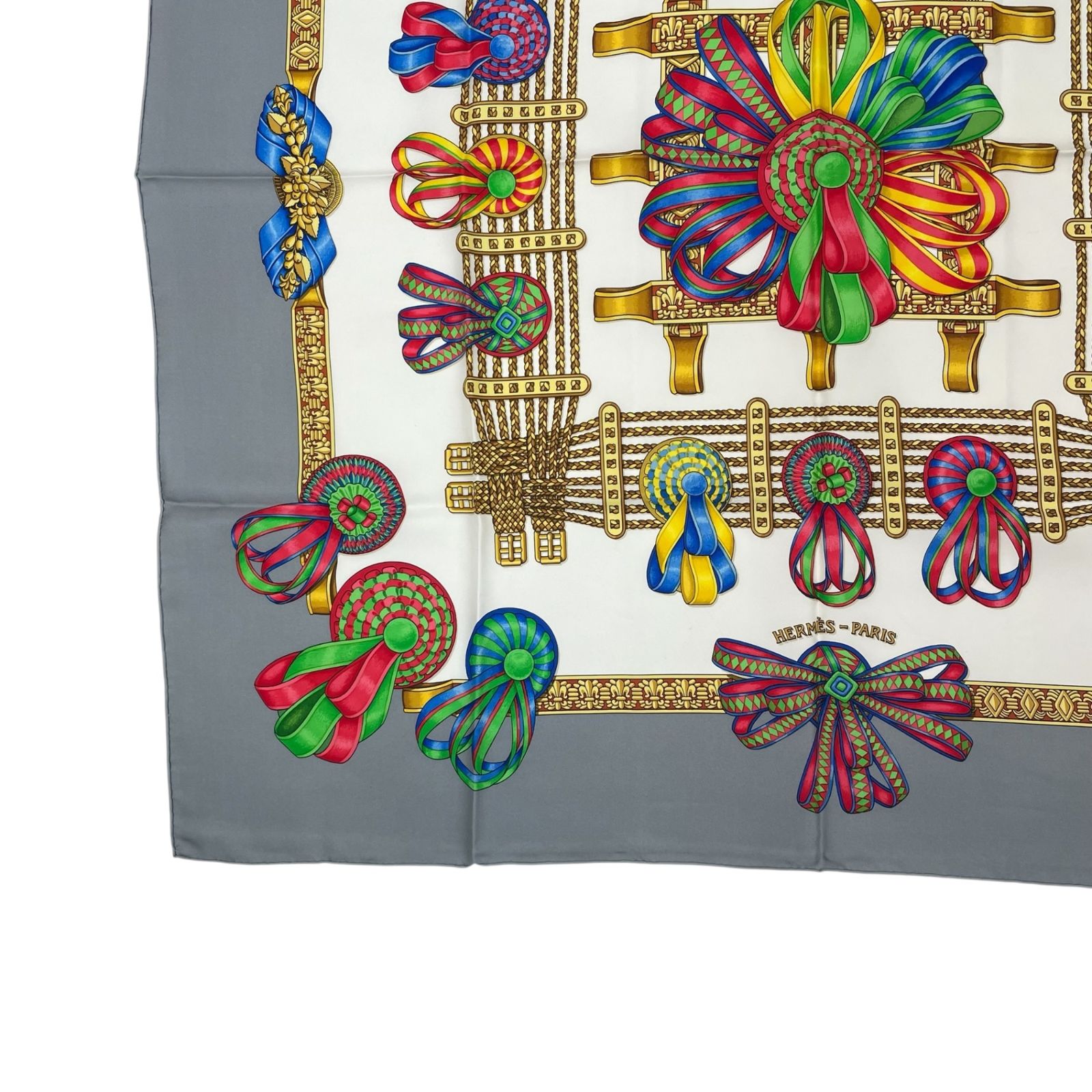 新品同様 HERMES エルメス スカーフ シルク カレ90 LES RUBANS DU