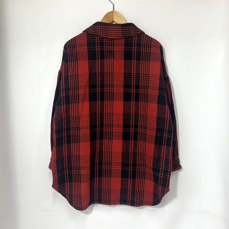 GLAMOUR ヒステリックグラマー ネルシャツ チェック タグ付き ユニセックス フリーサイズ レッド系 トップス A 15421◆