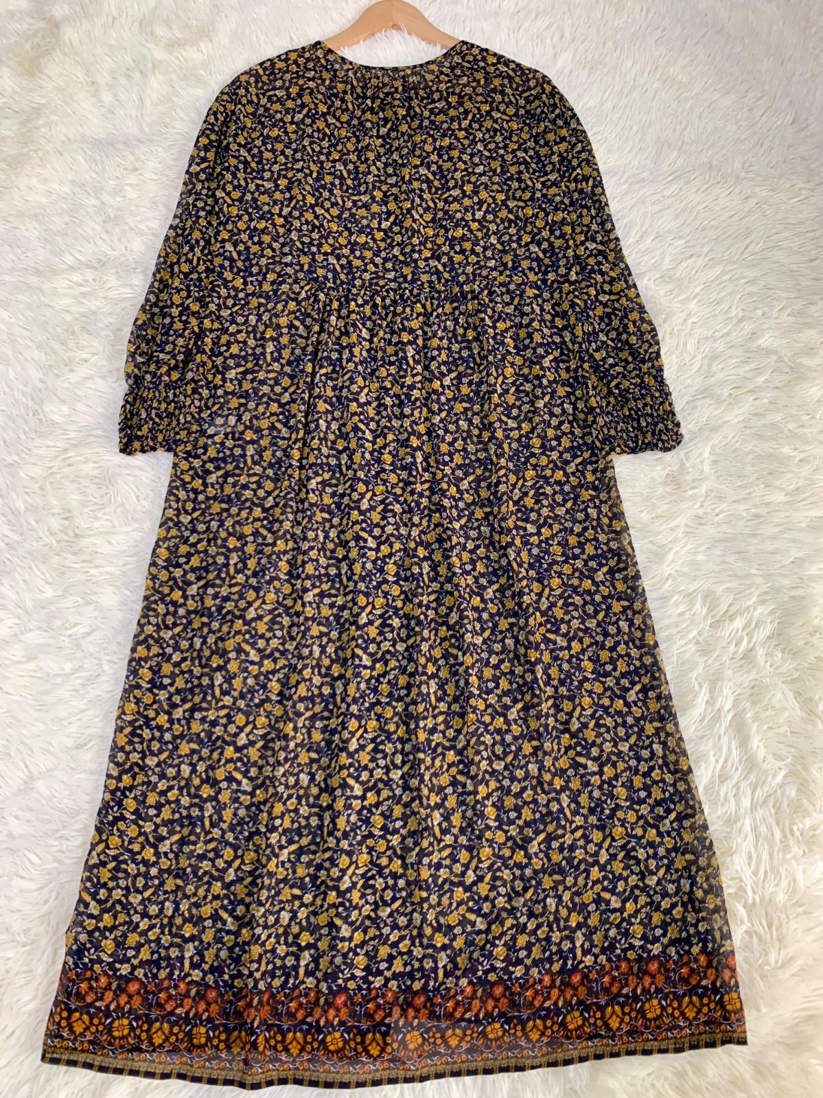 BEAUTY YOUTH UNITED ARROWS 長袖 花柄 シアー ロングワンピース サイズ M