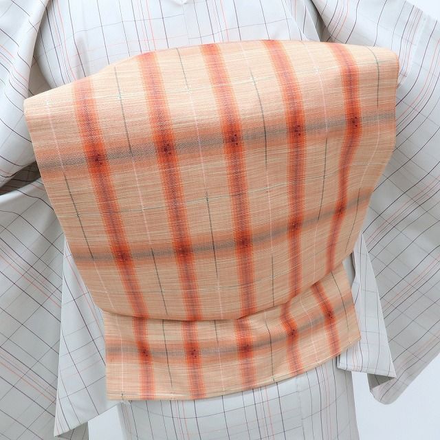 チェック柄 名古屋帯