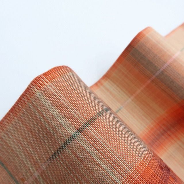 百華 O-178 正絹 着物 チェック柄 名古屋帯