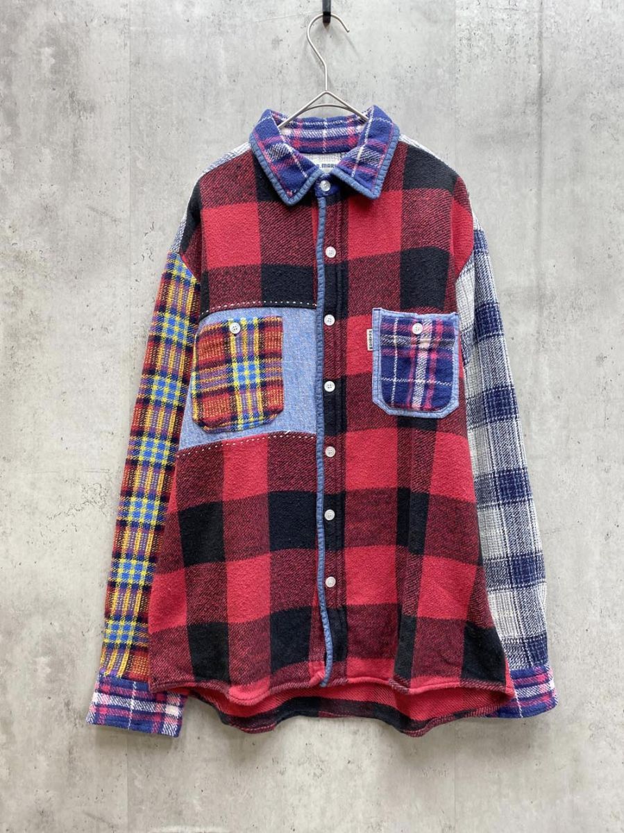 RANCH MARKET ハリウッドランチマーケット クレイジーパターン ネル シャツ size 2 赤 メンズ