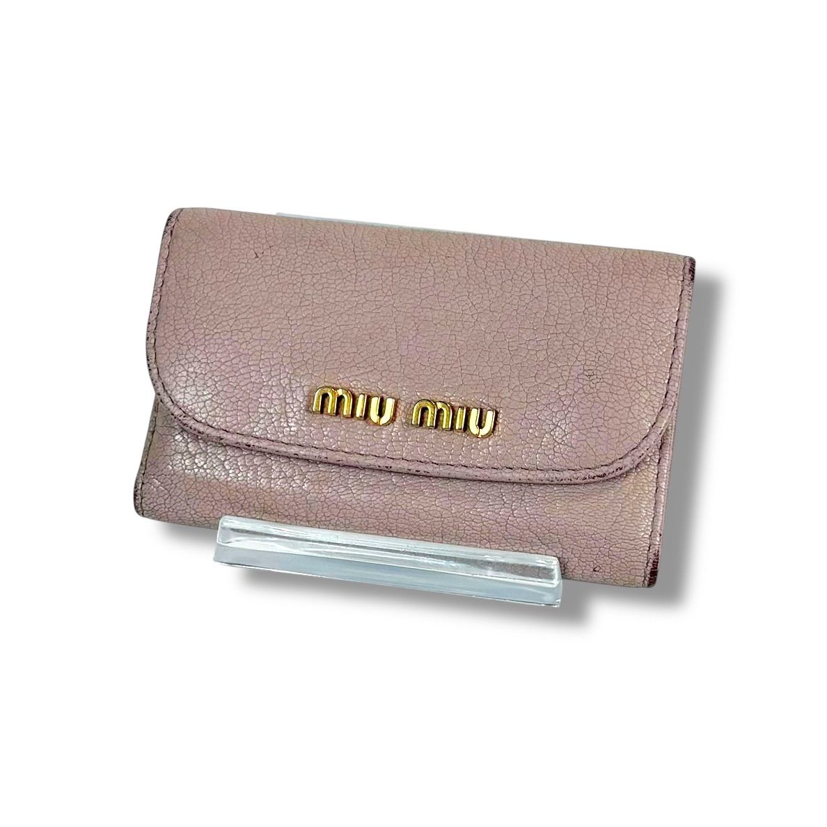 ミュウミュウ MIUMIU 6連キーケース ピンク ベージュ マドラスレザー