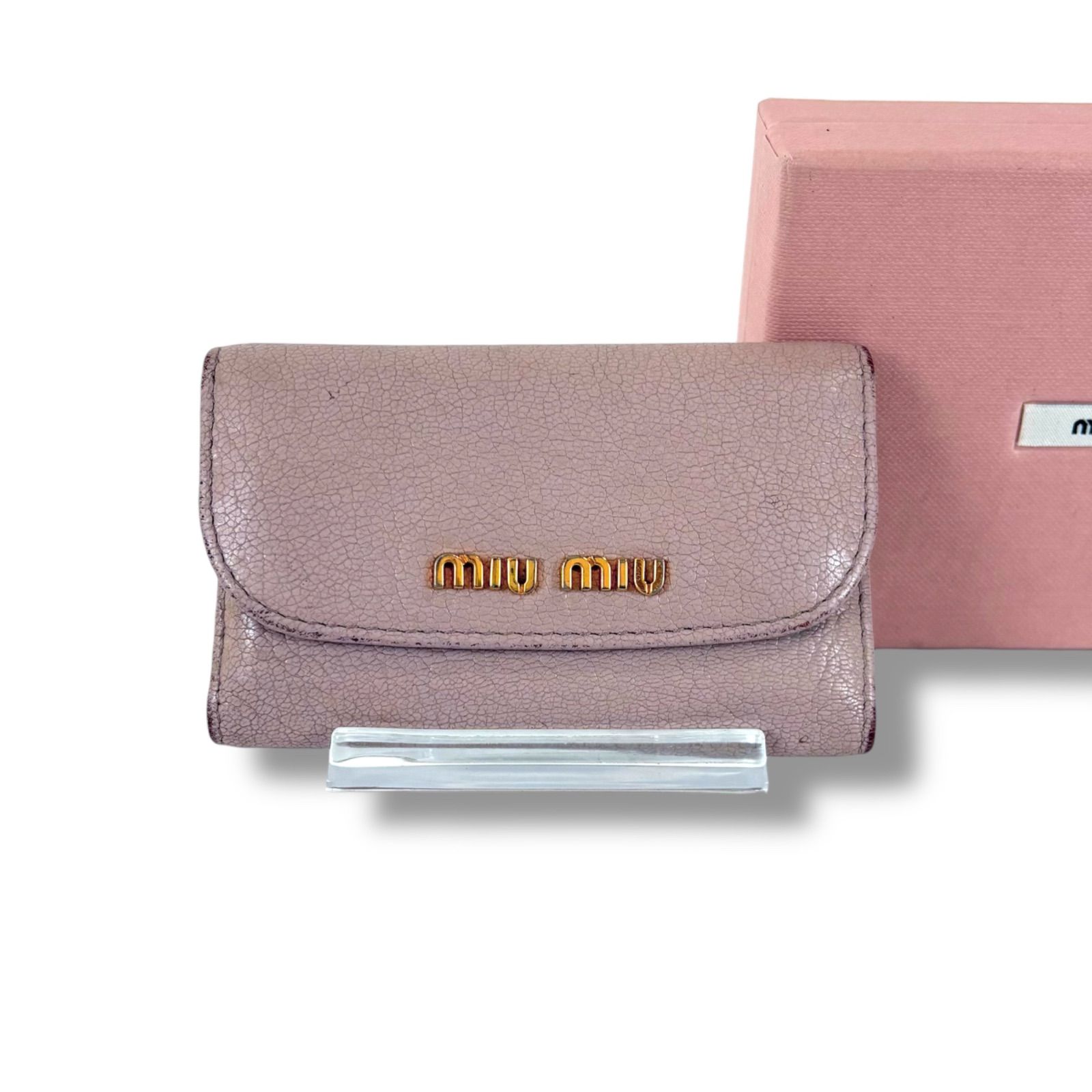 ミュウミュウ MIUMIU 6連キーケース ピンク ベージュ マドラスレザー