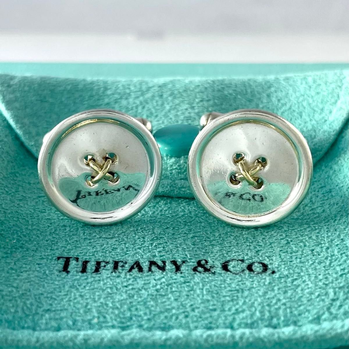 ティファニー ボタン コンビ カフス 925 750 WH10fe - メルカリ