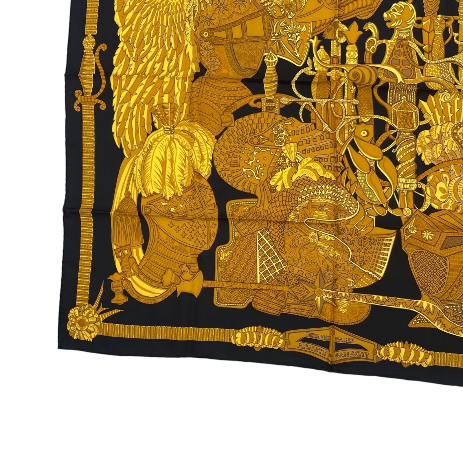 極美品 HERMES エルメス スカーフ シルク カレ90 ARMETS en PANACHE 羽