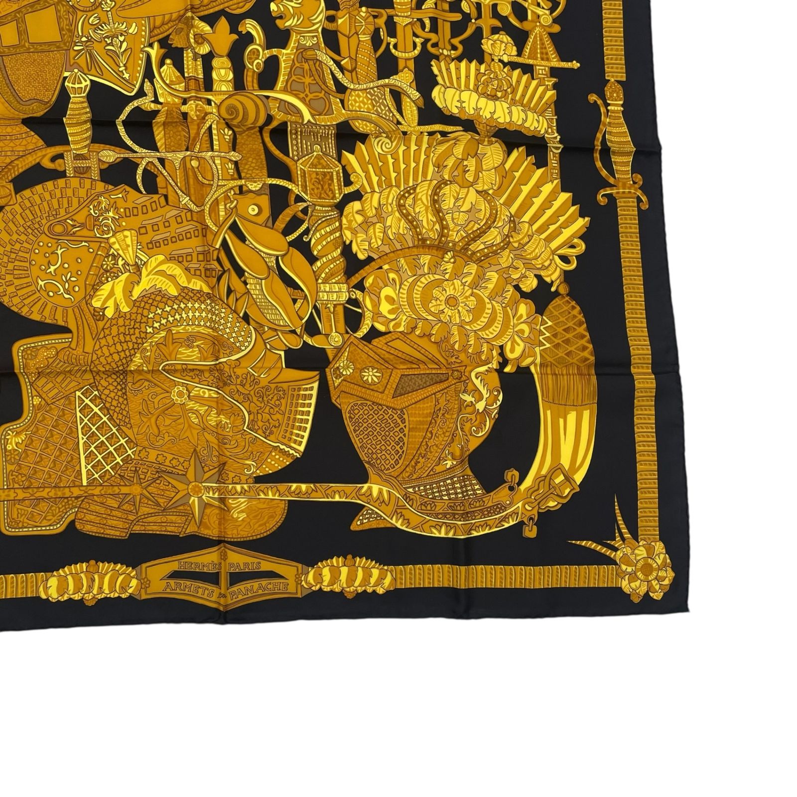 極美品 HERMES エルメス スカーフ シルク カレ90 ARMETS en PANACHE 羽