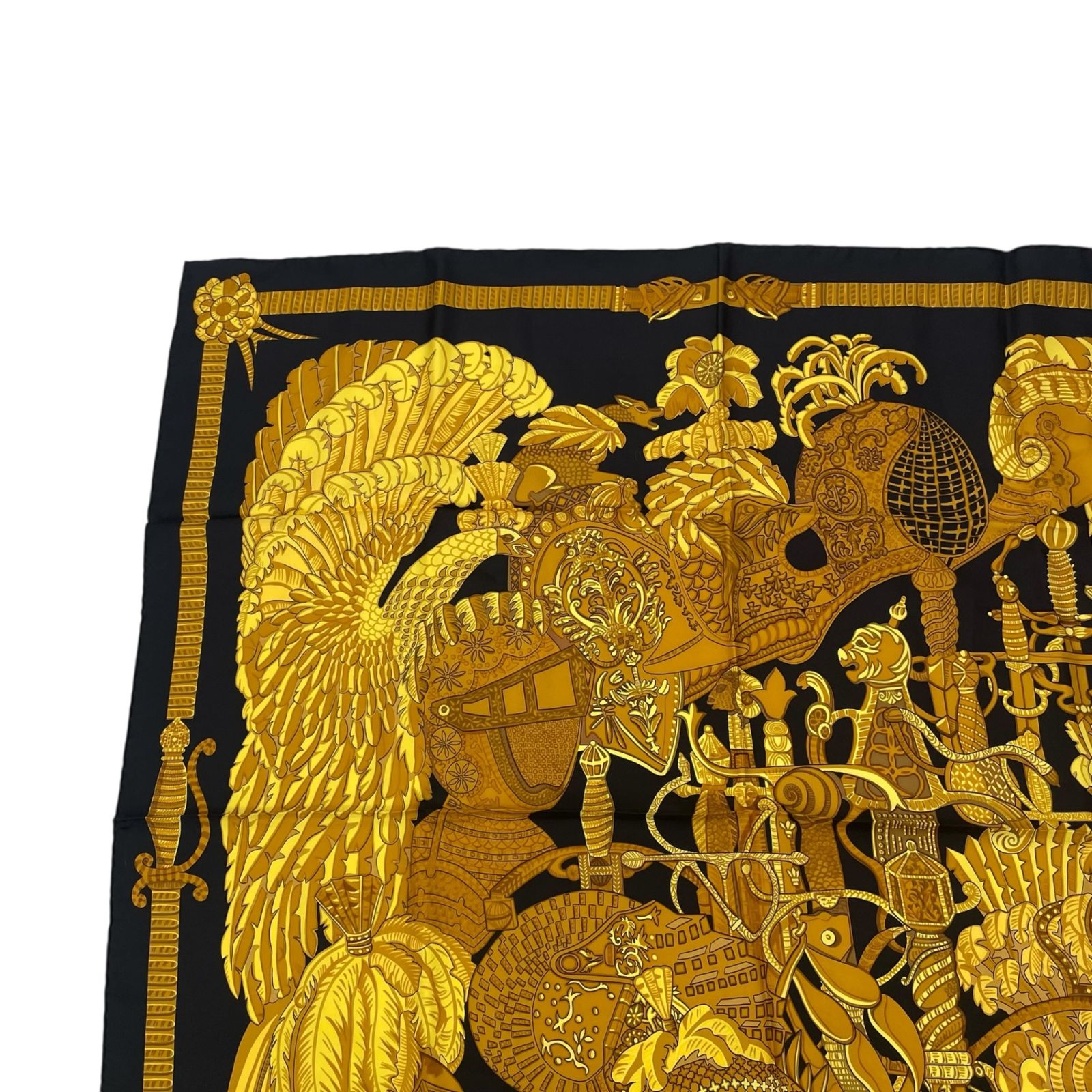 極美品 HERMES エルメス スカーフ シルク カレ90 ARMETS en PANACHE 羽