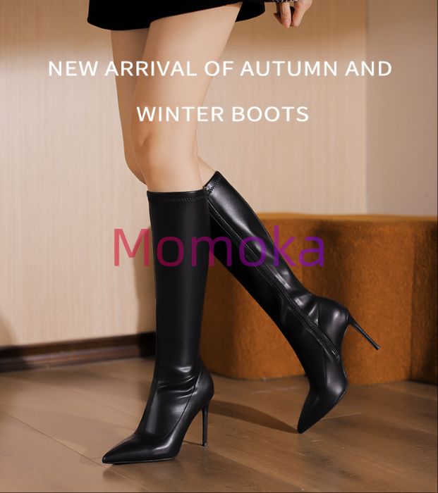 ロングブーツ 黒 細身 レディース ハイヒール ピンヒール ヒール 靴