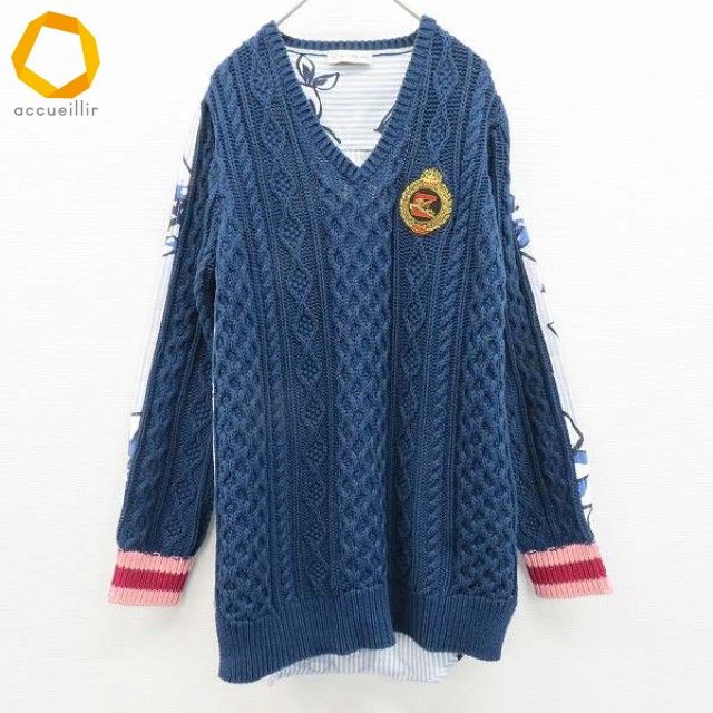 エトロ ETRO イタリア製 ニット セーター シャツ トップス Vネック パッチワーク レディース a 895971